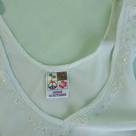 India Market, summer green women's dress - Picture 4 of 5